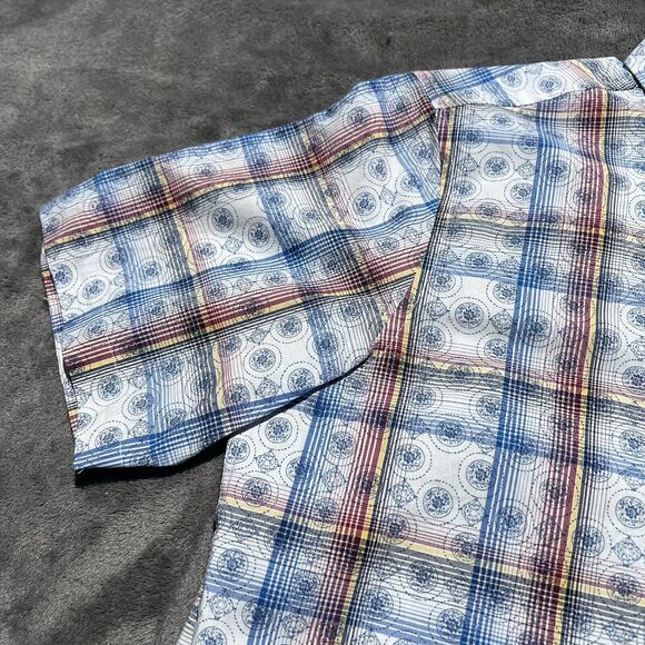 Club Room Shirt Mens Small Short Sleeve Blue Geometric Print Minimal To No Wear - Picture 5 of 9